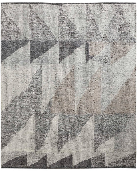 Striking Geometric Wool Grey Rug