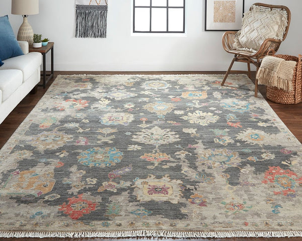 100% Wool Grey Oushak Style Rug