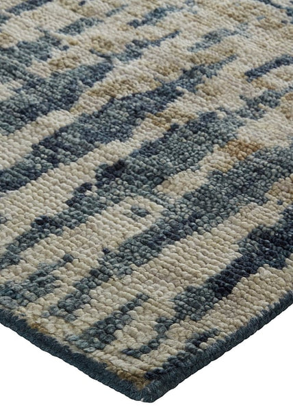 100% Wool, Hand-Knotted Blue Geometric Rug