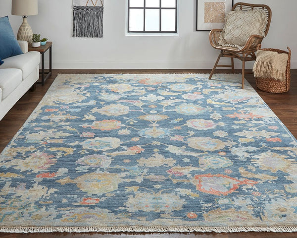 Navy / Multi-colored Oushak Style Rug