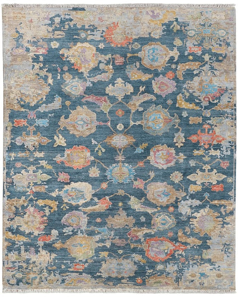 Navy / Multi-colored Oushak Style Rug